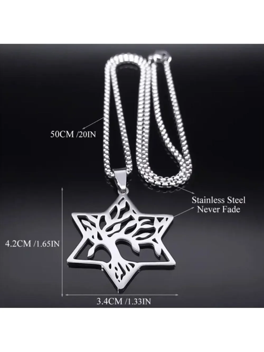 Pendant w/chain--Magen David inset stylized Tree of Life necklace